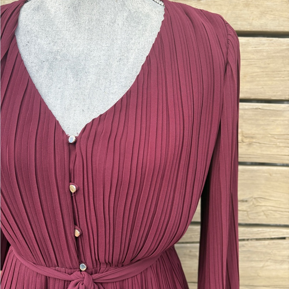 Ever New Burgundy Long Sleeve Dress Sz 4 - Picture 12 of 14